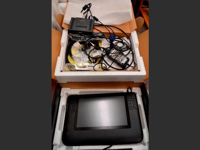 LOT: ELECTRONIC DRAWING TABLE [Untested] & A TENNIS RACQUET
