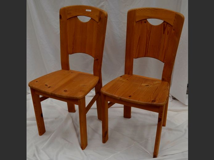PAIR OREGON PINE DINING CHAIRS