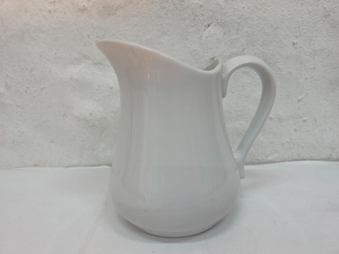 Classic White Ceramic Fluted Water Pitcher Jug