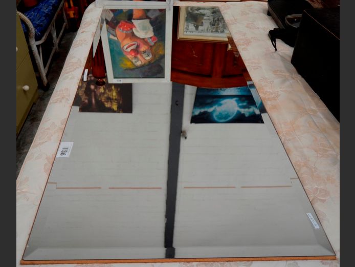 UNFRAMED BEVELLED WALL MOUNT MIRROR, 170 x 70cm [Small chips to corners]