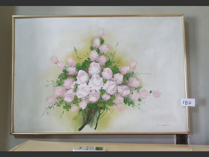 FRAMED & SIGNED OIL ON BOARD "FLOWERS", 90 x 60cm