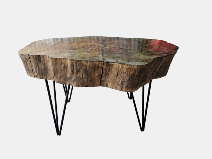 Live Edge Blackwood Slab Coffee Table with Hairpin Legs
