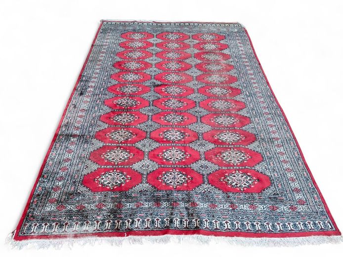 Vintage Hand-Knotted Persian Bukhara Carpet