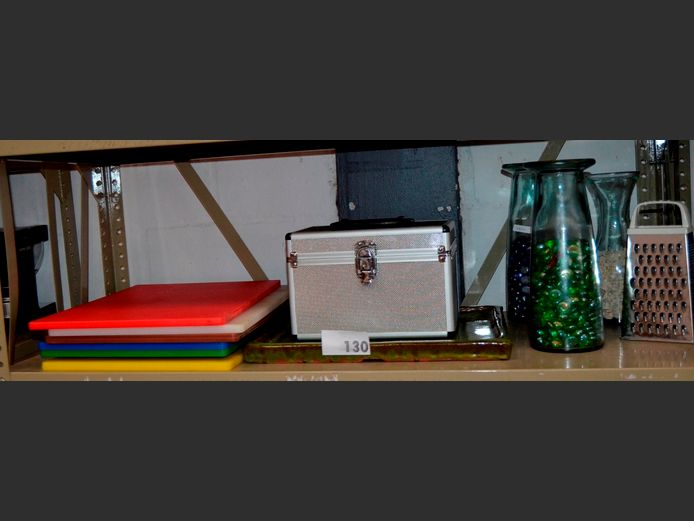 GLASS VASES, CHOPPING BOARDS, ALUMINIUM CASE, etc