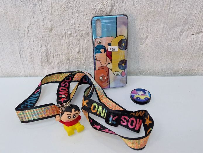 Anime Crayon Shin-Chan Huawei P20 Phone Case Set with Lanyard & Pop Socket