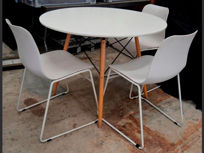 EIFFEL STYLE CIRCULAR DINING TABLE WITH 3 CHAIRS, 100cm Diameter x 75cm High