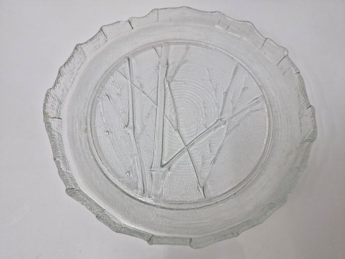 Vintage Muurla Finland "Bamboo" Textured Glass Platter