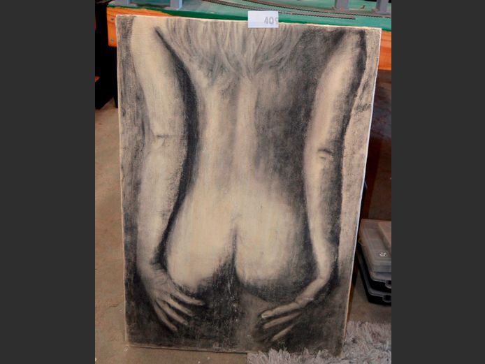 PAINTING ON PLASTER "NUDE STUDY", 91 x 61cm