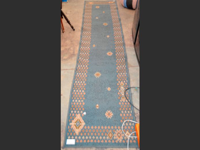 BLUE & BEIGE RUNNER, 270 x 64cm