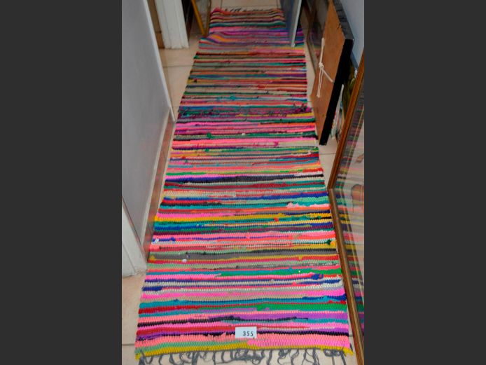 LOT OF 3 MULTI-COLOURED WOVEN RUGS, 128 x 70cm