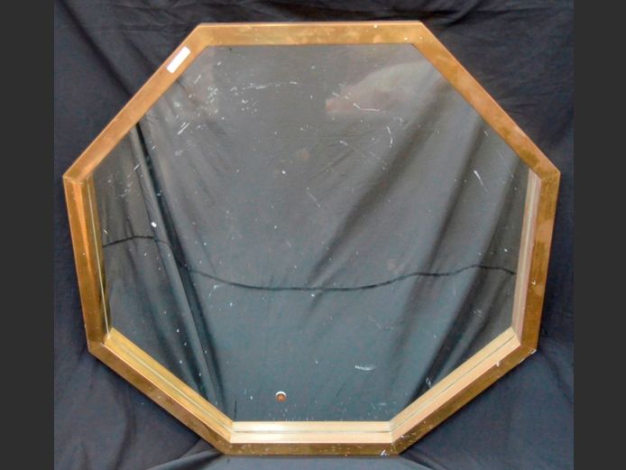 HEXAGONAL BRASS FRAMED MIRROR, 84 x 84cm