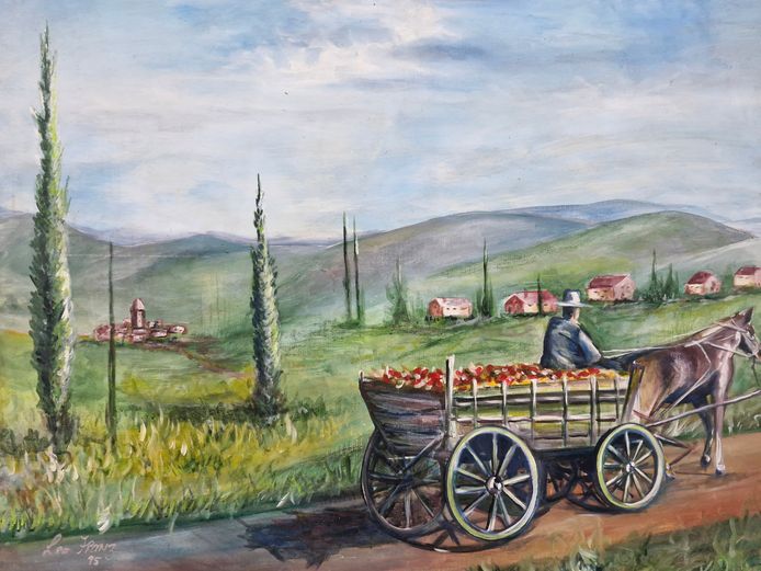 Large Scale Leo Franz (1995) Oil on Canvas - Rural Landscape Scene