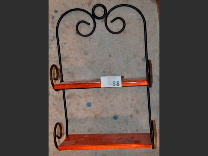 WROUGHT IRON 2-TIER WALL MOUNT SHELF, 34 x 13 x 53cm