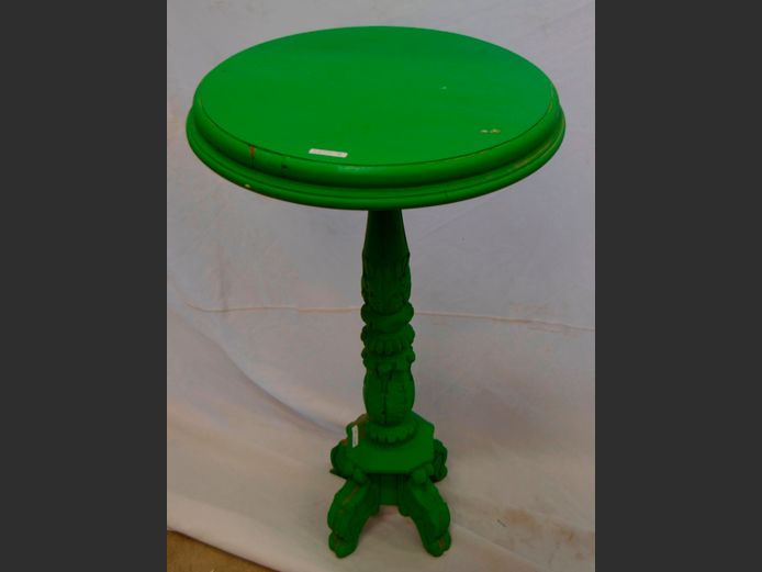 GREEN PAINTED SIDE TABLE, 53cm Diameter x 80cm High