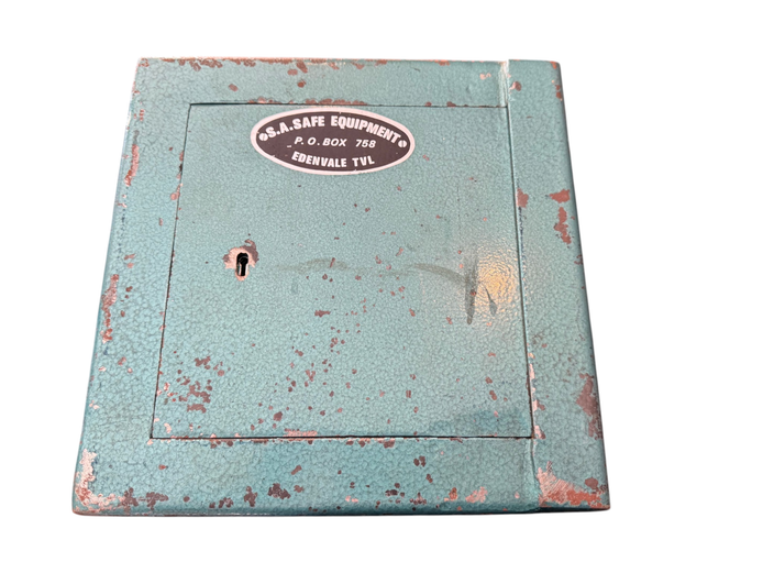 Vintage S.A. Safe Equipment Teal Steel Safe / Drop Box