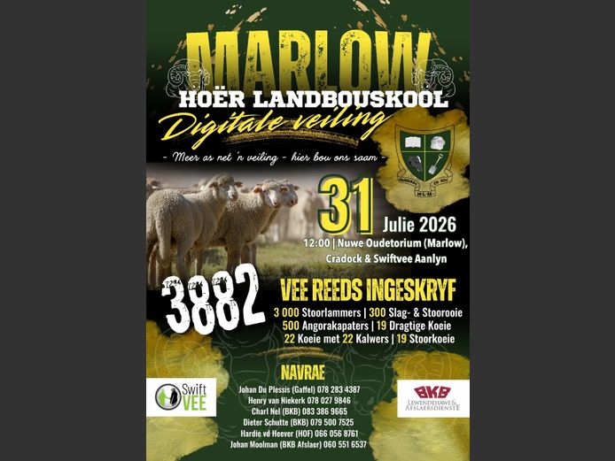 MARLOW HOËR LANDBOUSKOOL DIGITALE VEILING