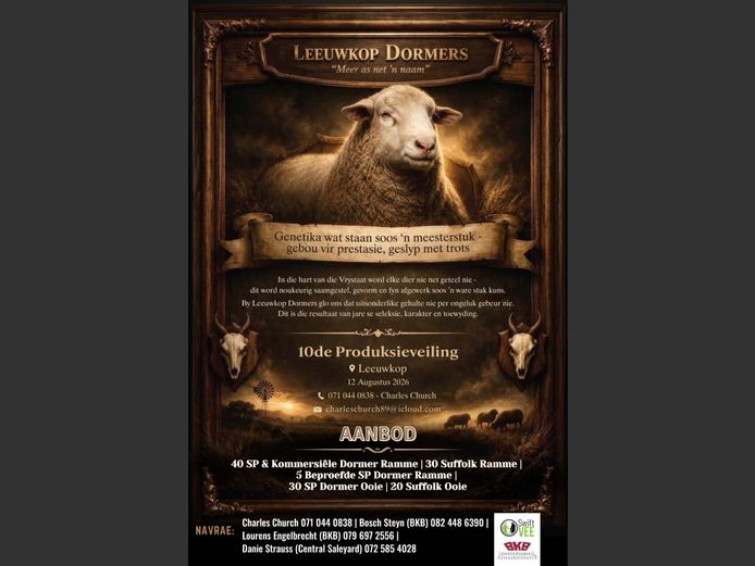 LEEUWKOP DORMERS 10DE PRODUKSIEVEILING