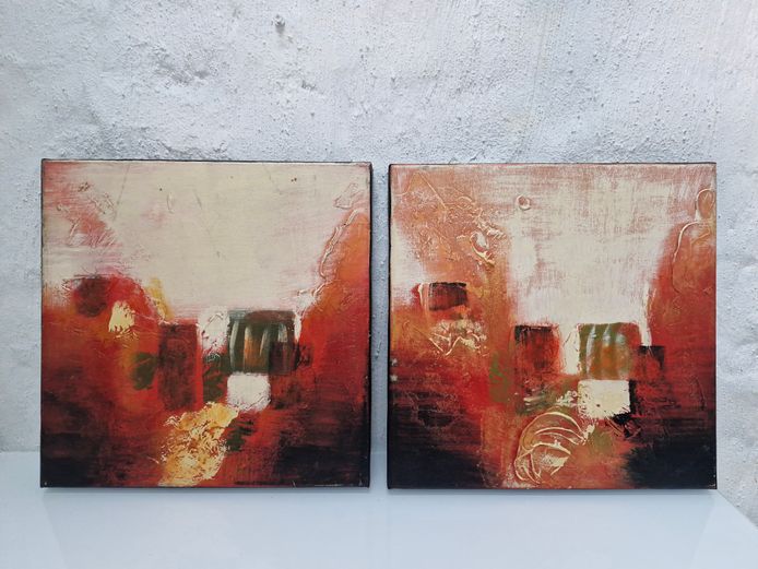 Abstract Earth Tone Canvas Diptych