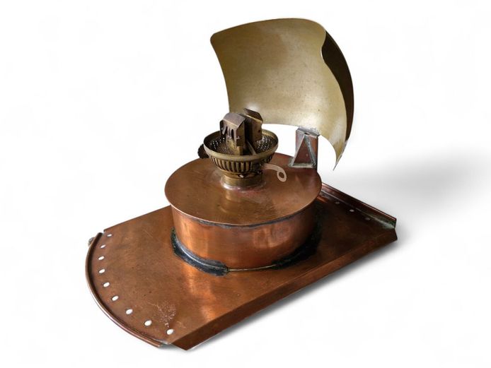 Vintage Copper Ship's Oil Lantern with Wind Shield