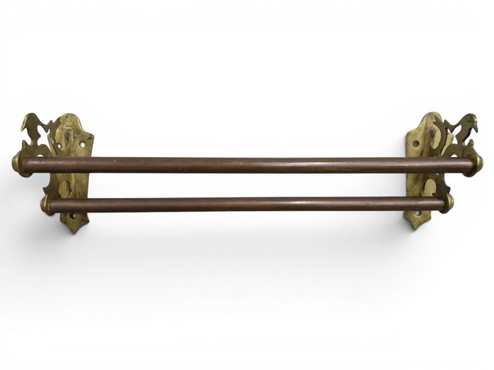 Vintage Brass & Copper Double Rail Towel Rack Rail
