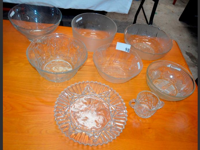 VARIOUS GLASS BOWLS, PLATTER, etc
