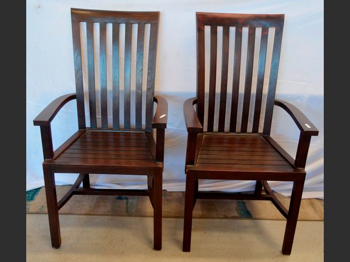 PAIR TEAK ARMCHAIRS