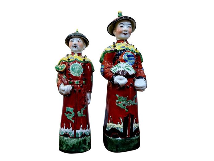 Chinese Emperor Porcelain Figurines Hand Painted | Signed
