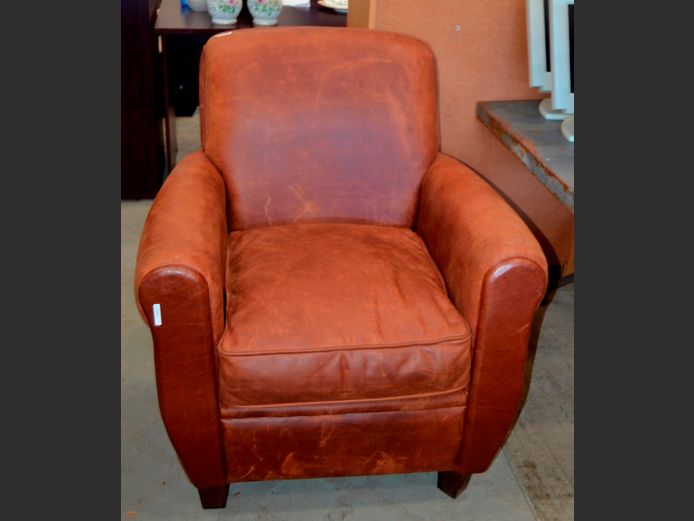 BROWN LEATHER ARMCHAIR