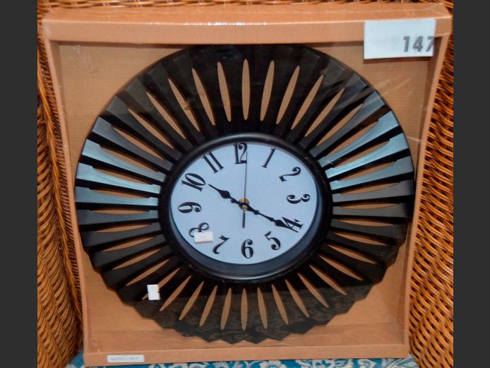 BLACK PLASTIC WALL CLOCK, 40cm Diameter