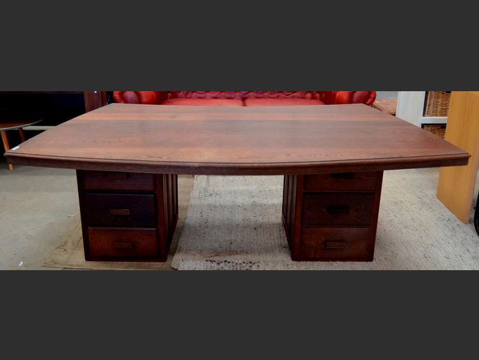 PARTRIDGEWOOD 6-DRAWER DESK [Pedestals open & top scratched]