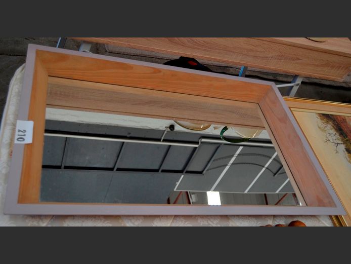 PINE FRAMED MIRROR, 86 x 56cm