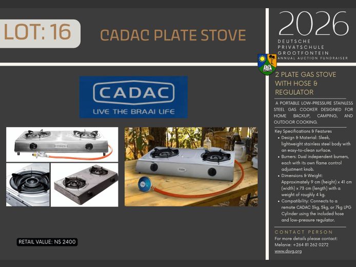 DEUTSCHE PRIVATSCHULE GROOTFONTEIN | CADAC PLATE STOVE