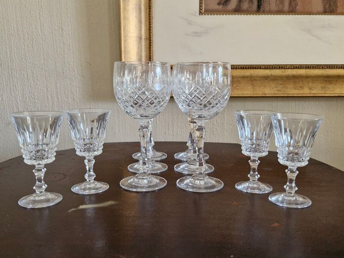 Vintage Crystal Cut Wine & Port Glasses