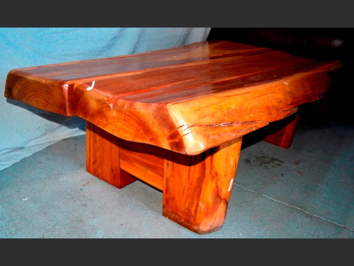 POLISHED SLEEPER WOOD COFFEE TABLE
