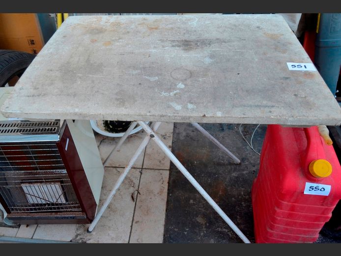 WHITE FOLDING CAMPING TABLE, 81 x 58 x 56cm [Top covered]