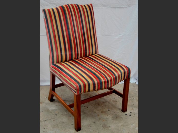 STRIPED UPHOLSTERED LIBRARY CHAIR