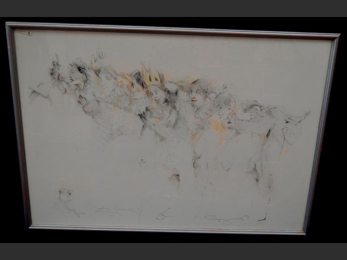FRAMED SKETCH "ENSEMBLE"  PENCIL SIGNED GORG & NUMBERED 91/250, 98 x 69cm