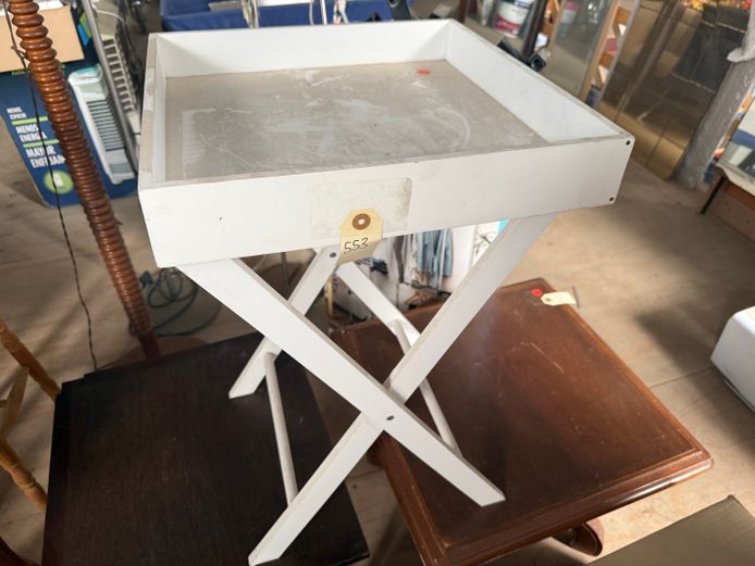 White Trestle Side Table 