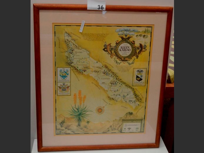 FRAMED MAP "KLEIN KAROO", 47 x 38cm
