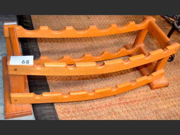 OAK 12-BOTTLE WINE RACK, 75 x 32 x 24cm