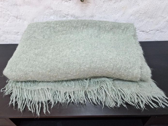 Super Soft Vintage Cape Mohair Throw in Soft Sage Green