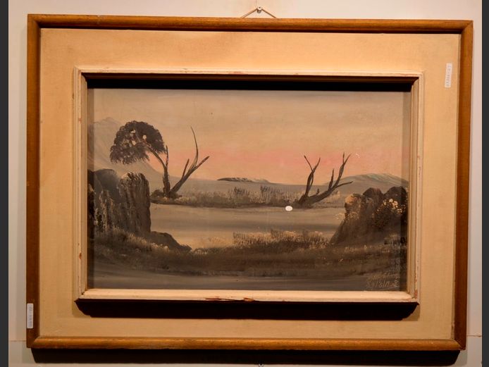 FRAMED OIL ON BOARD "LANDSCAPE", SIGNED, 59.2 x 38.7cm [In need of restoration]
