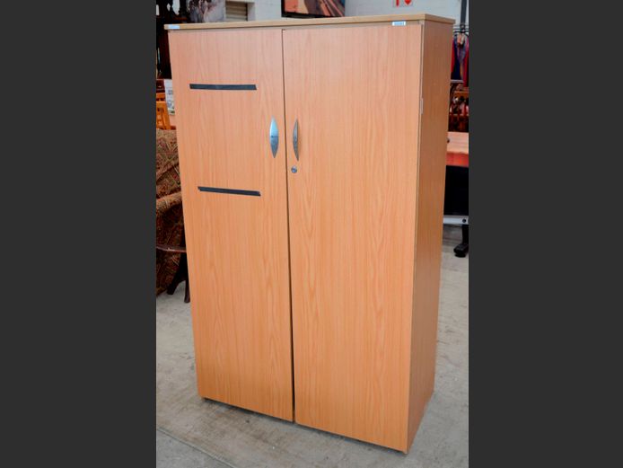OAK FOIL 2-DOOR STATIONERY CABINET, 92 x 48 x 152cm