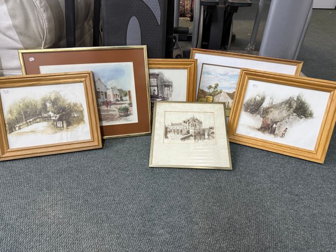 6 x House/Scenery Wooden Framed Art 