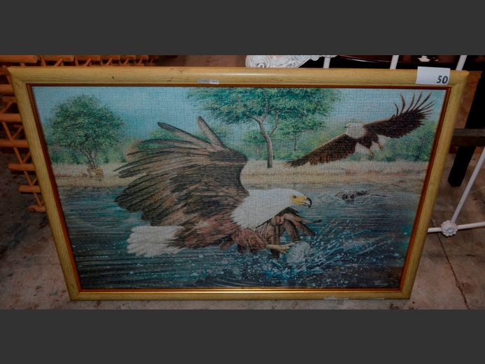 FRAMED PUZZLE "EAGLES", 90 x 59cm