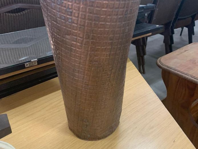 Vintage-Style Hammered Metal Planter 