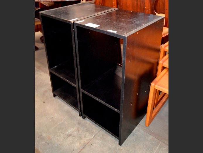 PAIR BLACK OPEN PEDESTALS, 40 x 33 x 70cm