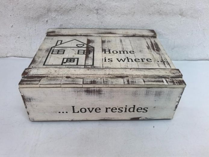 Rustic Hinged Wooden Storage Box