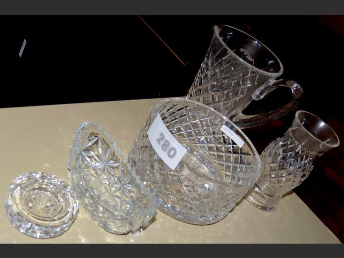 LEAD CRYSTAL BOWL, PITCHER, LANTERN SHADE, etc
