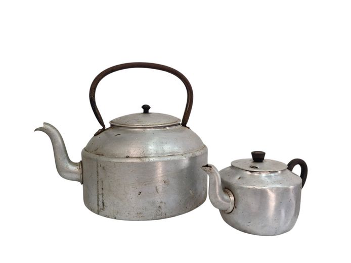 Vintage Rustic Aluminum Tea & Water Kettle Set